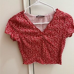 Floral Red Women's Crop Top